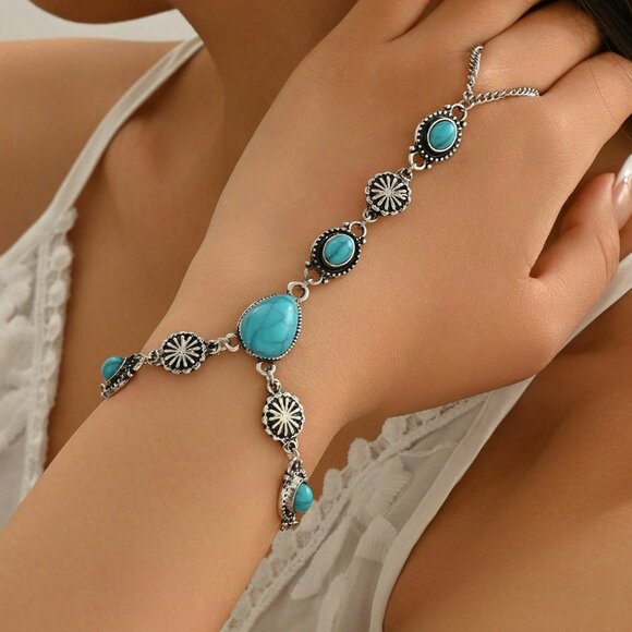 Jewelry - Green Boho Women's western Geometric Metal Alloy Bracelet